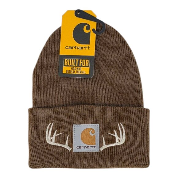 Infant/Toddler-sized Embroidered Carhartt beanie with Deer Antlers - Picture 4 of 5